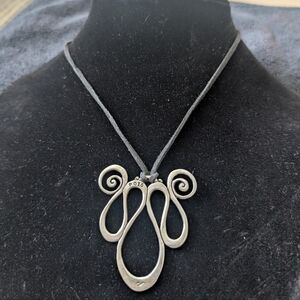 Pewter Pendant Necklace – 18" Chain Adjustable Suede & Leather Cords – B